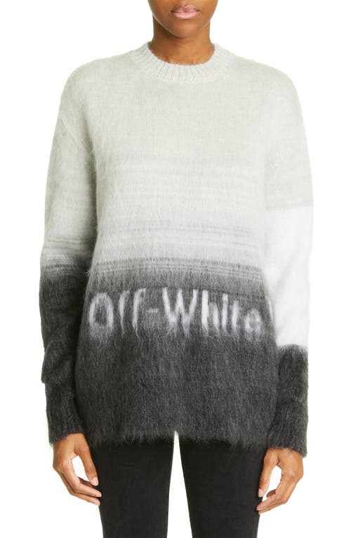 Off-White Helvetica Logo Mohair Blend Sweater in Black Whit