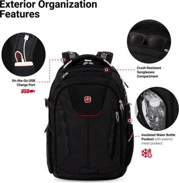 Swissgear 5358 USB Scansmart Laptop Backpack - Black/Red