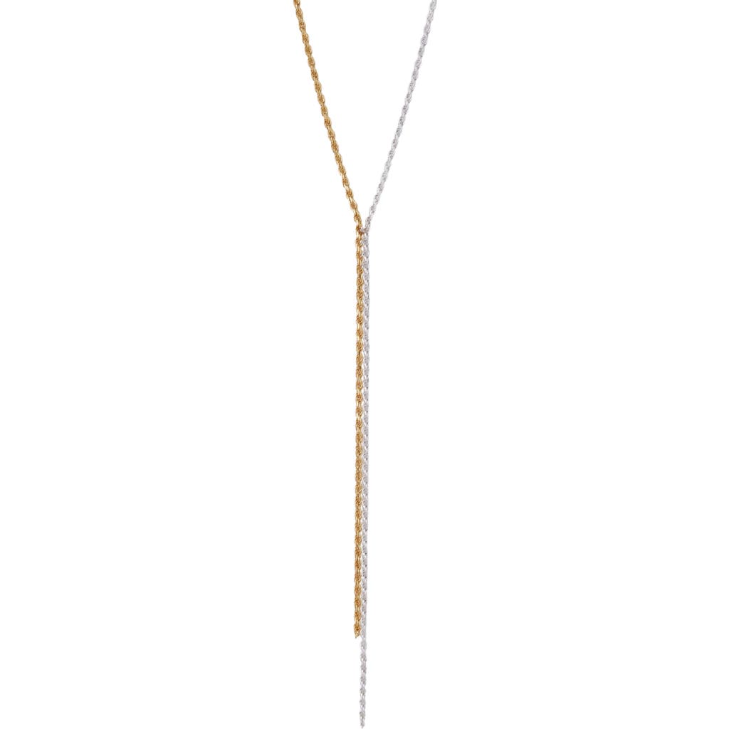 Argento Vivo Sterling Silver Two Tone Rope Chain Y-necklace In Gold/sil