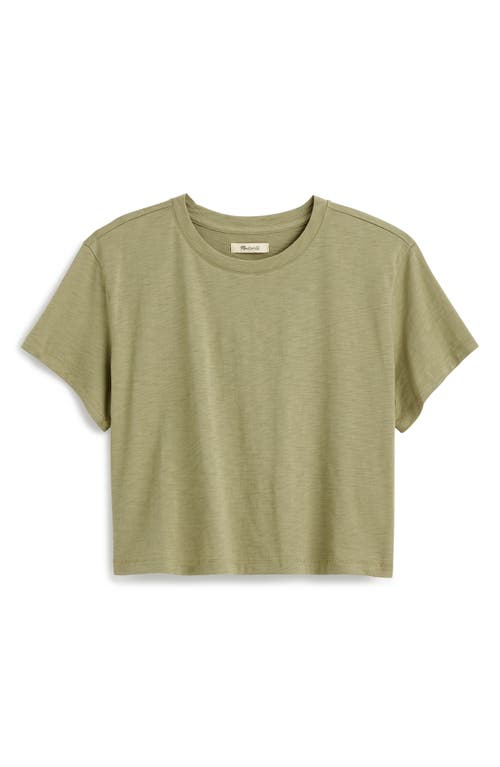 Shop Madewell Boxy Crop Cotton Slub T-shirt In Earthen Green