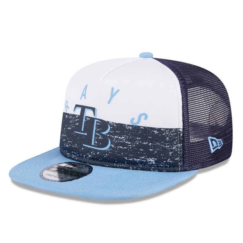 New Era White/light Blue Tampa Bay Rays Team Foam Front A-frame Trucker 9fifty Snapback Hat