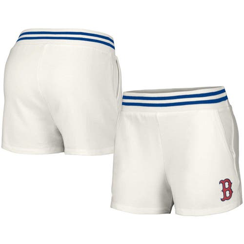 Women's Lusso White Boston Red Sox Maeg Tri-Blend Pocket Shorts
