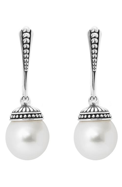 Shop Lagos Luna Freshwater Pearl Drop Earrings In Silver/pearl