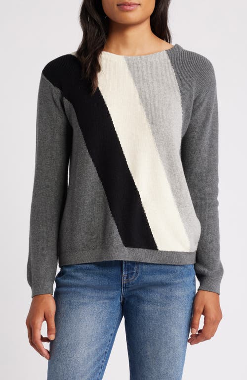 Shop Hatley Devon Stripe Cotton & Cashmere Sweater In Grey