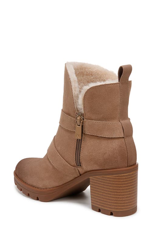 Naturalizer Verney Water Repellent Faux Fur Lined Platform Moto Bootie In Camel Brown