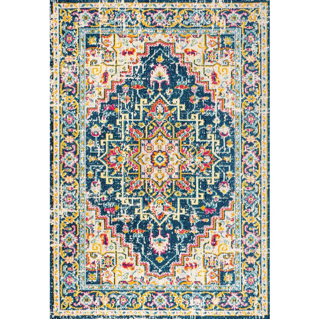 Jonathan Y Brooklyn Geometric Medallion Area Rug In Blue/beige
