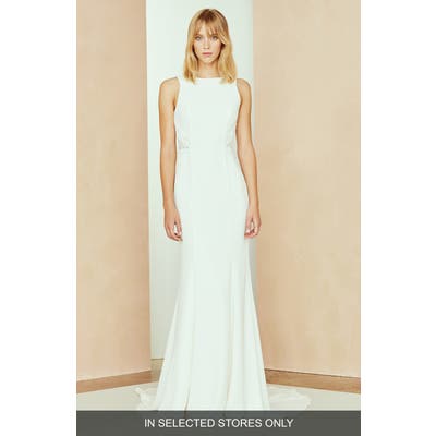 Nouvelle Amsale Solana Lace Open Back Dress, Size IN STORE ONLY - Ivory