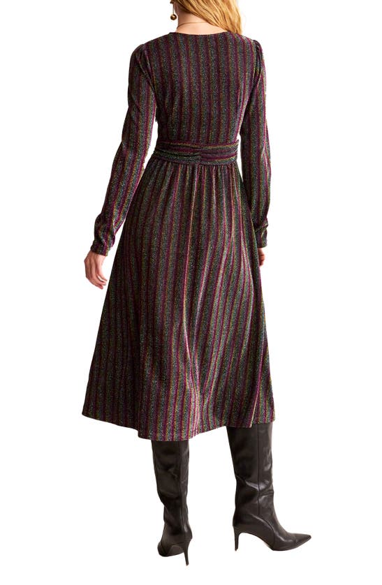 Shop Boden Metallic Stripe Long Sleeve Sweater Dress In Burgundy Multi Stripe