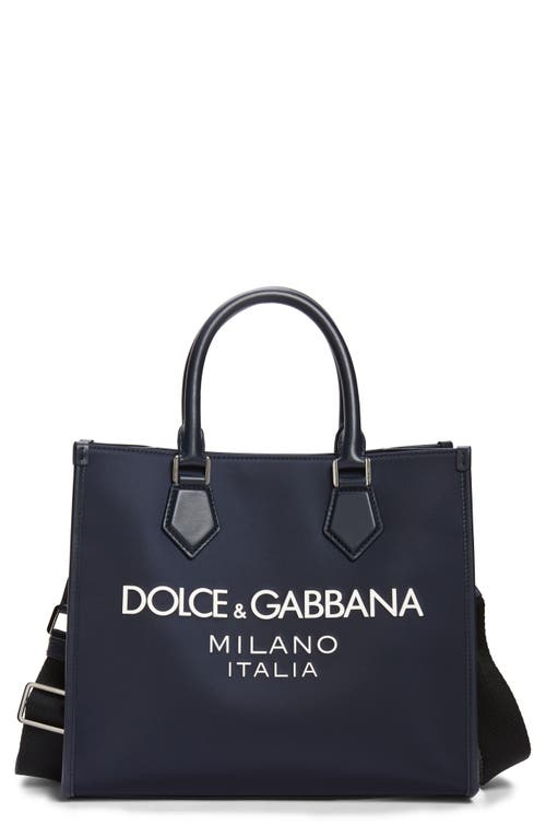 Dolce & Gabbana Large White Logo Nylon Shopper in Blue Navy at Nordstrom