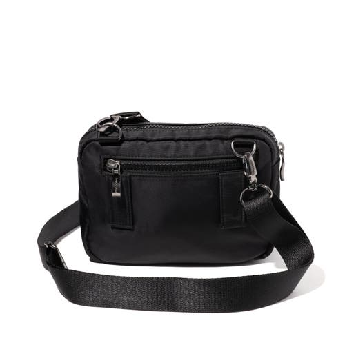 Baggallini Modern Double Zip Crossbody Bag In Black Twill