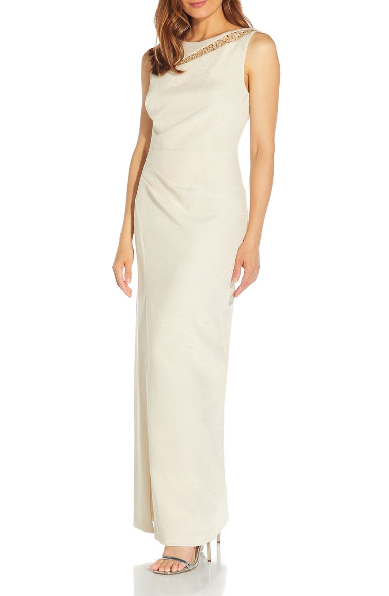 Adrianna Papell Embellished Inset Jersey Column Gown | Nordstrom