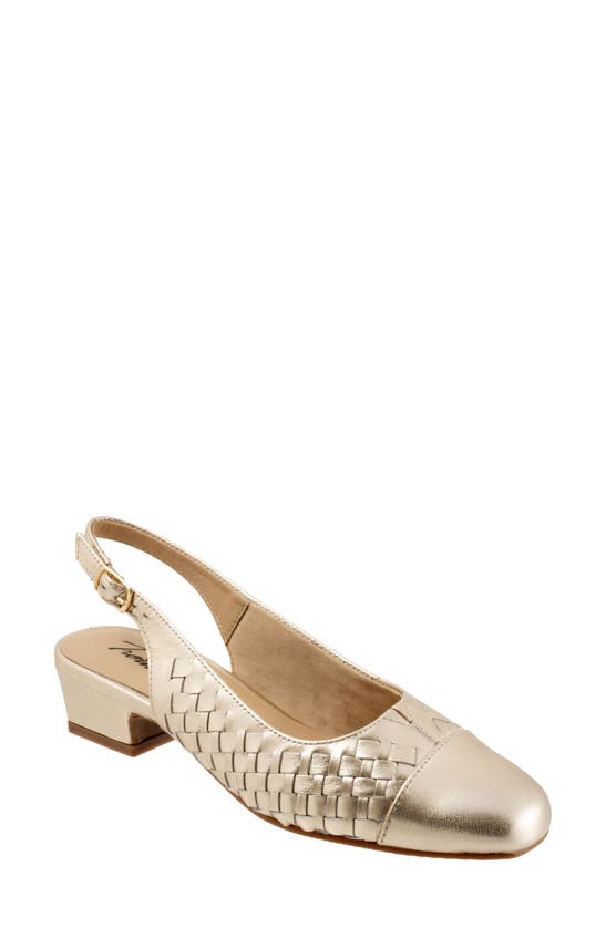 Shop Trotters Dea Woven Slingback Pump In Champagne