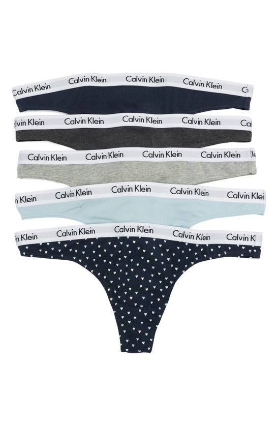 Calvin Klein Logo Thongs In D3o Shoreline/ C