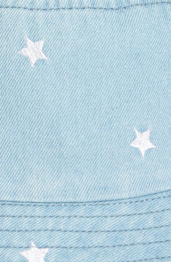 Shop The Accessory Collective Kids' Star Embroidery Denim Bucket Hat In Blue