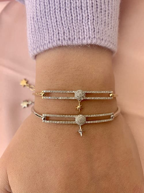 Luvmyjewelry Full Moon North Star Diamond Bangle In Sterling Silver In Silver
