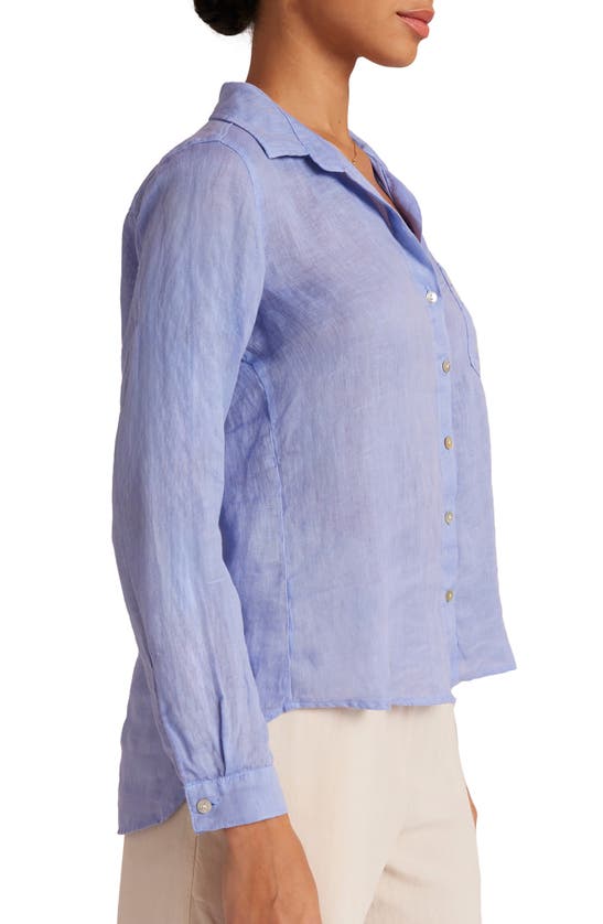Shop Bella Dahl Garment Dyed Linen Button-up Shirt In Peri Blue