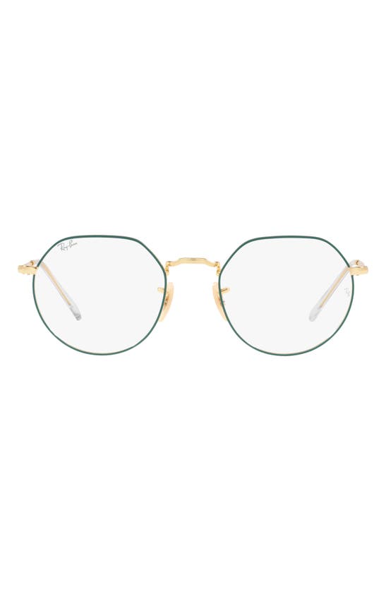 Shop Ray Ban Ray-ban Unisex Jack 49mm Hexagonal Optical Glasses In Pale Gold