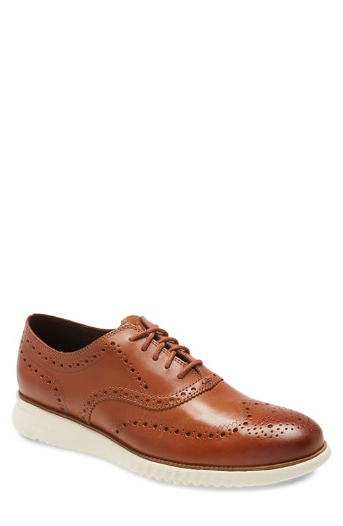 Shop Cole Haan 2.zerogrand Wingtip Oxford In British Tan Leather/ivory
