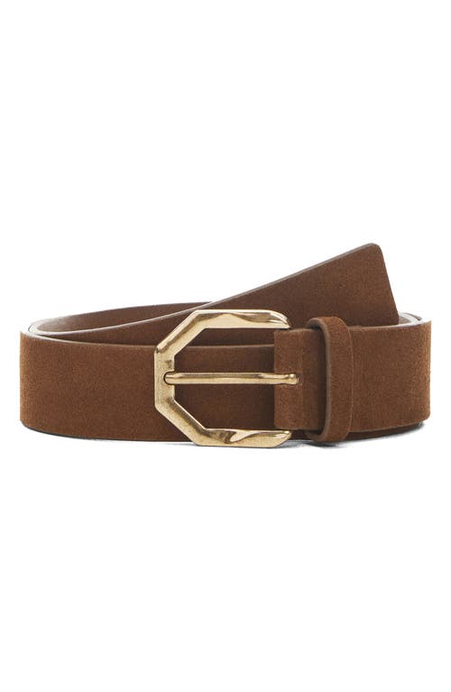 Mango Irregular Buckle Leather Belt In Brown