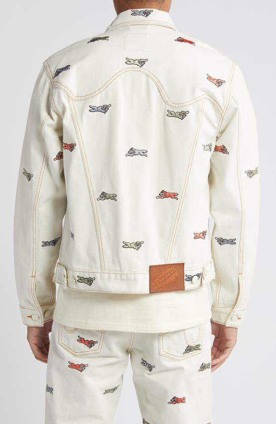 Shop Icecream Parade Embroidered Trucker Jacket In Antique White