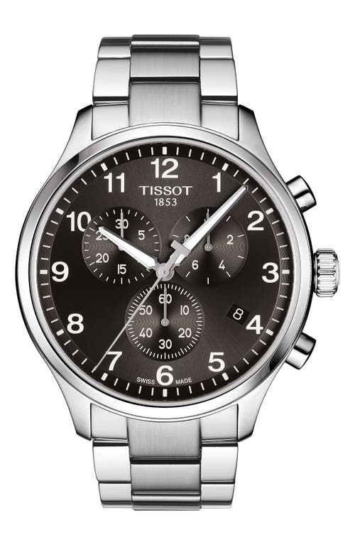 Tissot Chrono Xl Collection Chronograph Bracelet Watch, 45mm In Silver/black/silver