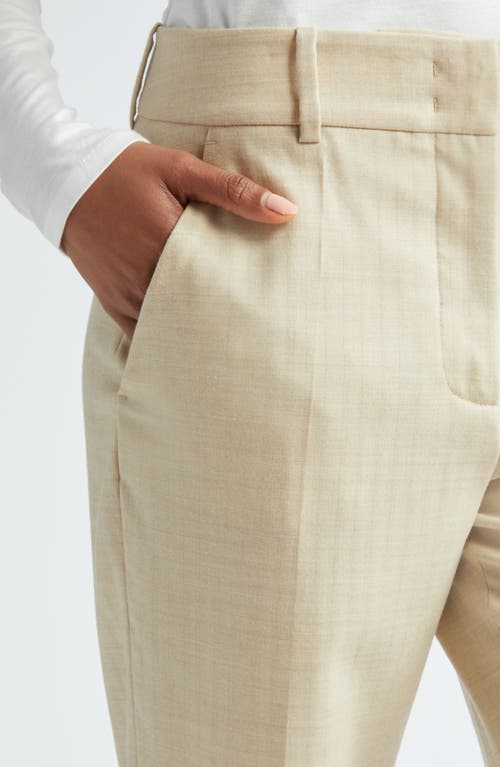 Eleventy Herringbone Stretch Wool Ankle Pants In Tan