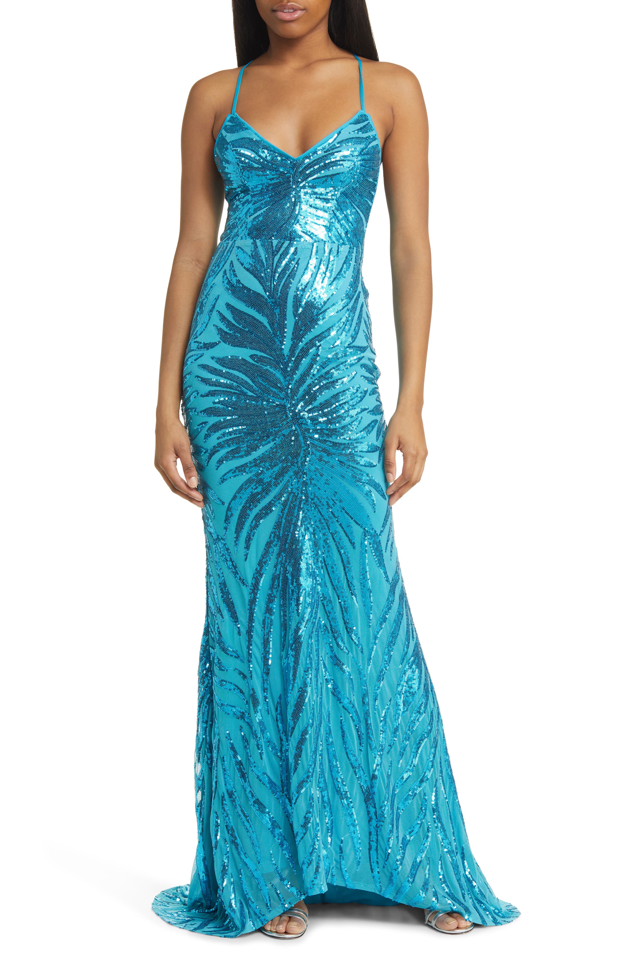 Lulus Sparkle Til Dawn Sequin Mermaid Gown in Shiny Light Blue | Smart  Closet