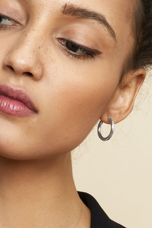 Oradina 14k Gold Goddess Midi Hoops Earrings In White Gold