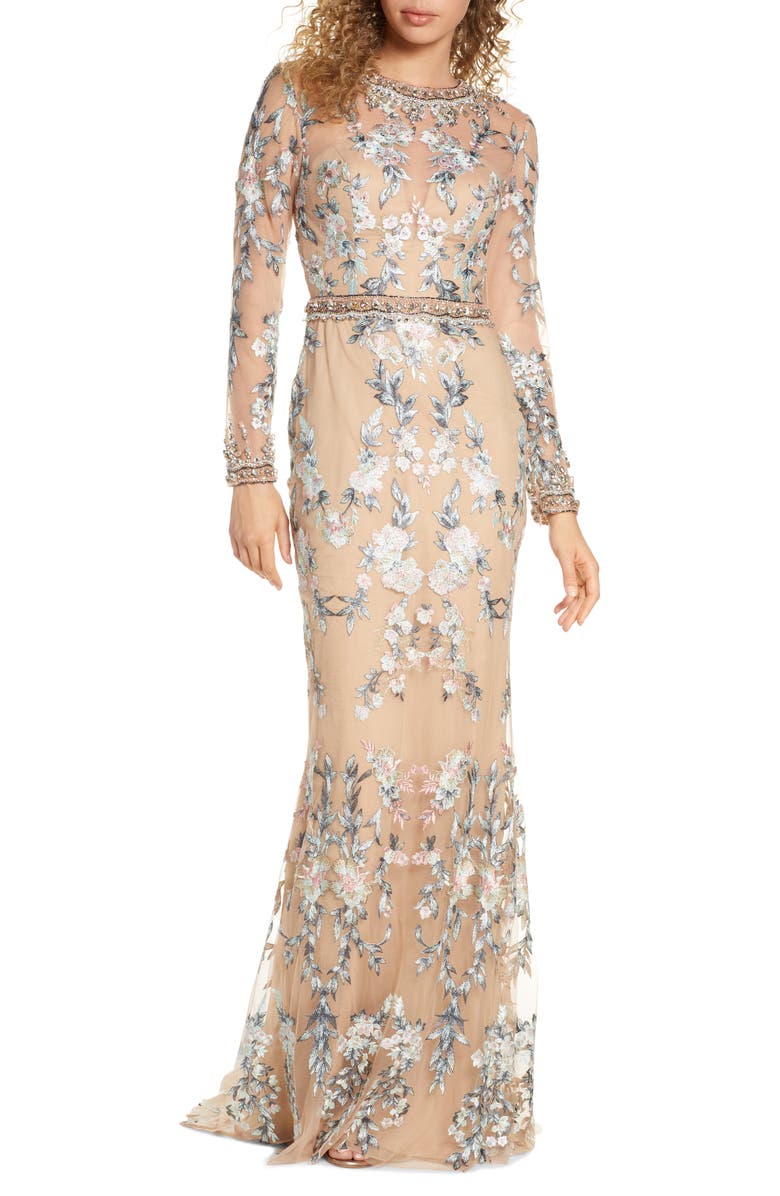 Mac Duggal Embellished Long Sleeve  Lace Gown Nordstrom 