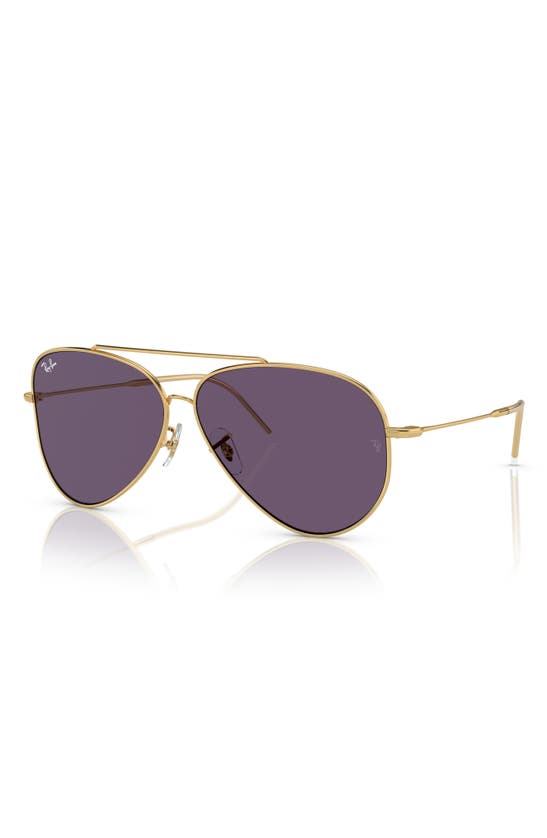 Ray Ban Reverse 62mm Oversize Aviator Sunglasses In Violet