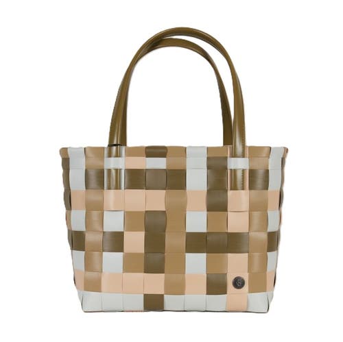 Shop Handed By Color Block Recycled Tote Bag In Khaki Mix