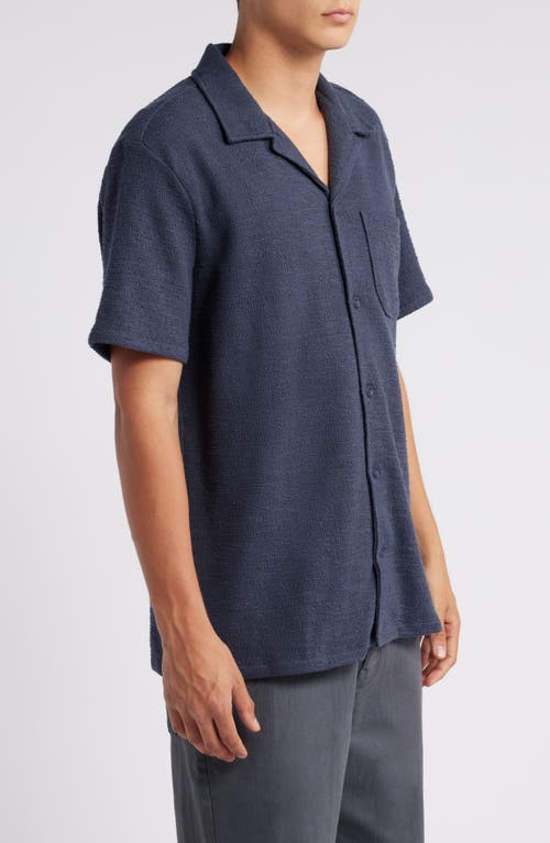 Shop Treasure & Bond Slub Knit Cotton Camp Shirt In Navy India Ink