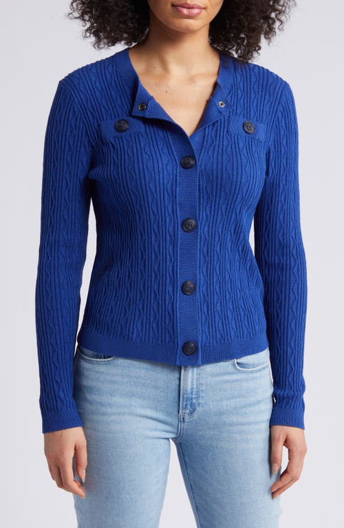 NIC+ZOE Snap Cable Stitch Cardigan in Mazarine