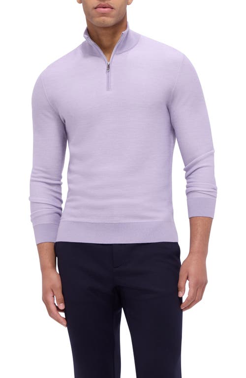 Shop Bugatchi Merino Wool & Silk Bird's Eye Quarter Zip Sweater In Lilac