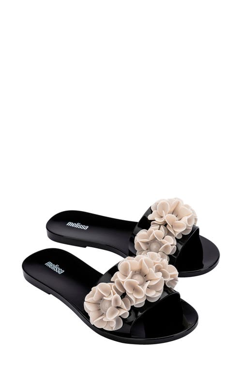 Melissa Babe Springtime Slide Sandal In Beige/black