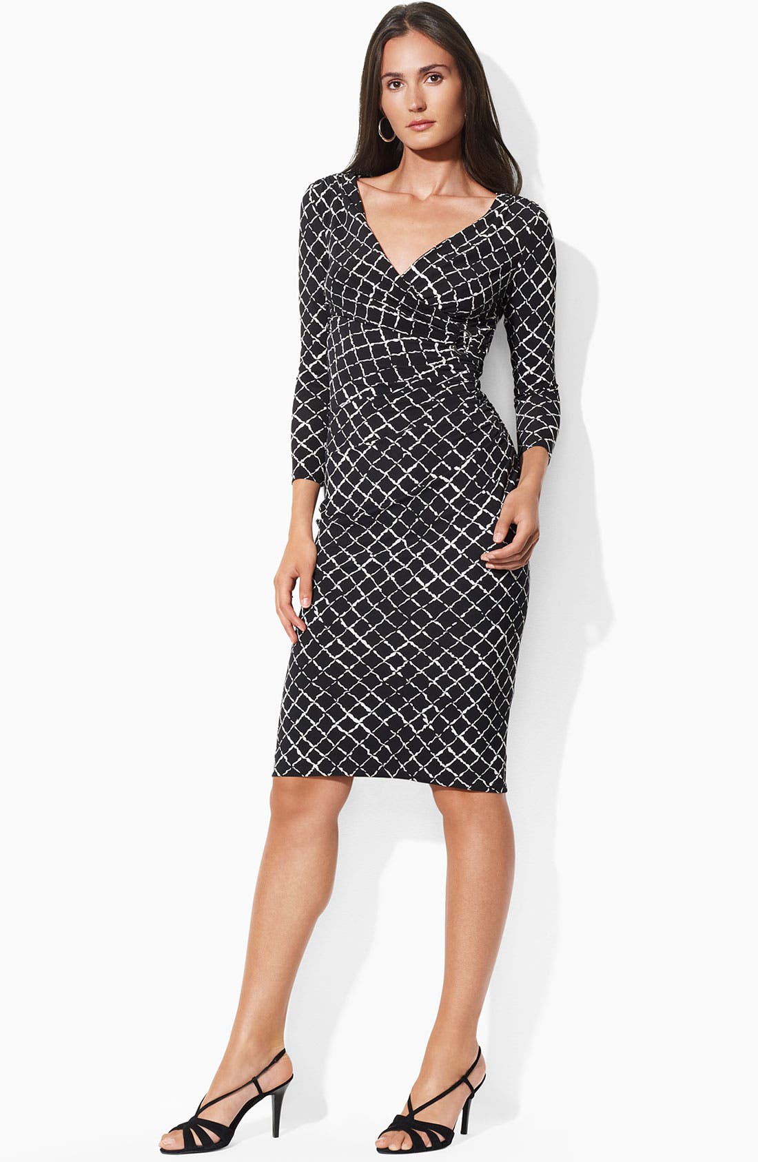Lauren by Ralph Lauren Print Faux Wrap Jersey Dress Nordstrom
