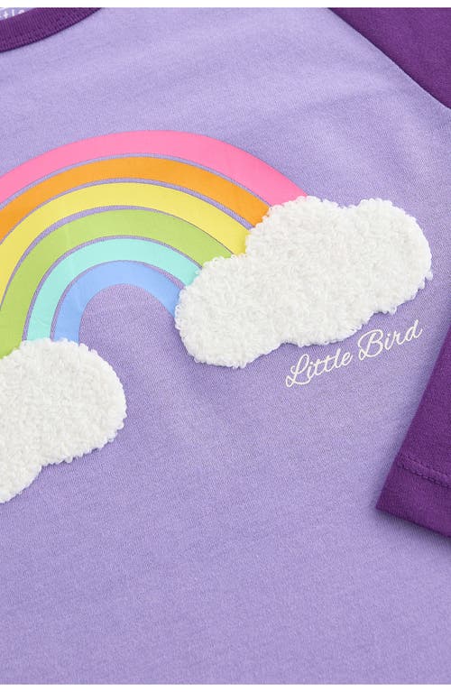 Shop Little Bird Kids' Colorblock Rainbow Cloud Appliqué Cotton T-shirt In Purple