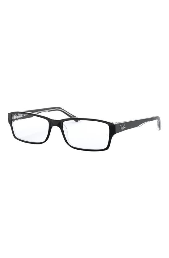 Ray Ban 54mm Rectangular Blue Light Blocking Glasses In Black