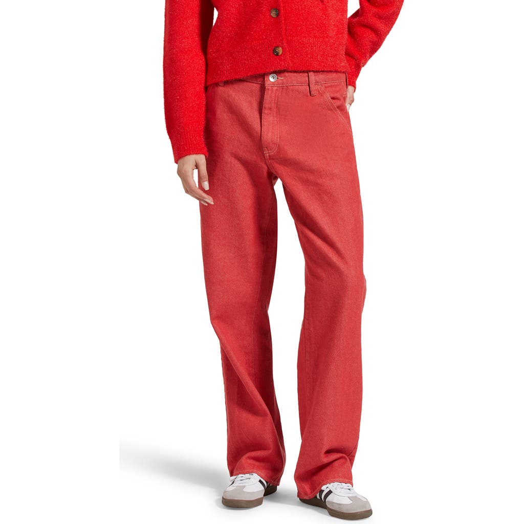 Brixton Essex Wide Leg Painter Pants In Mars Red
