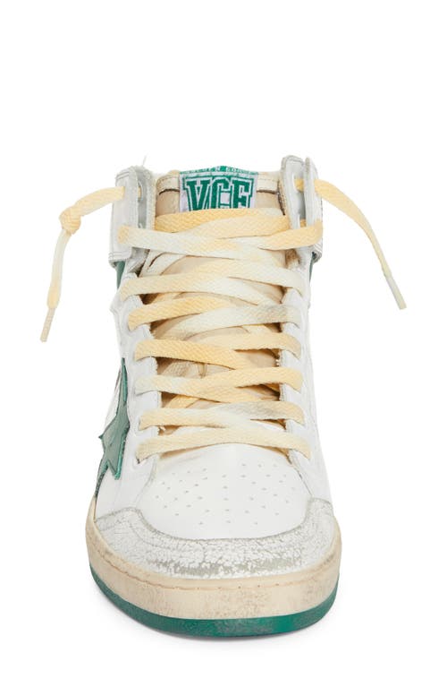 Shop Golden Goose Sky-star High Top Sneaker In White/green