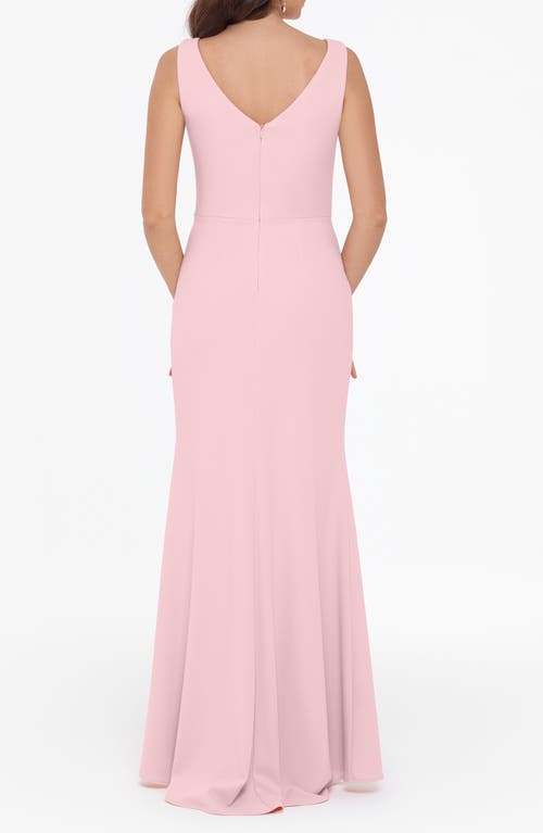 Betsy & Adam Ruffle Bow Gown In Rose