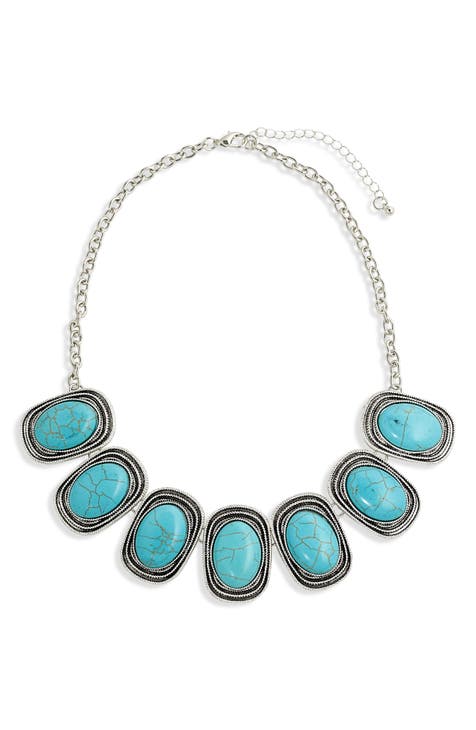 Turquoise Resin Statement Necklace