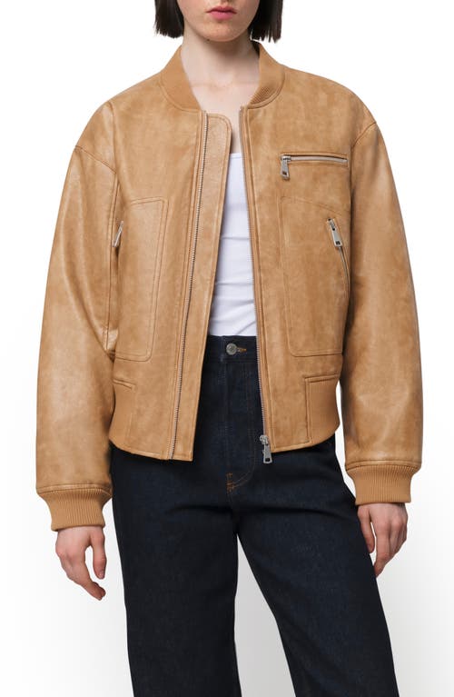 Shop Apparis Chaya Faux Leather Bomber Jacket In Dune