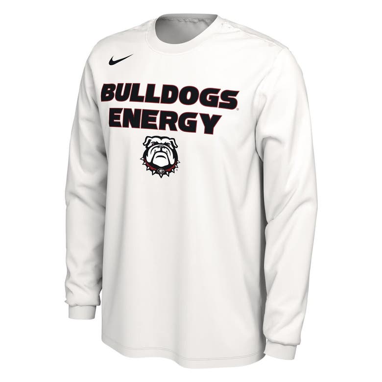 Shop Nike Unisex   White Georgia Bulldogs 2024 On-court Bench Energy Long Sleeve T-shirt