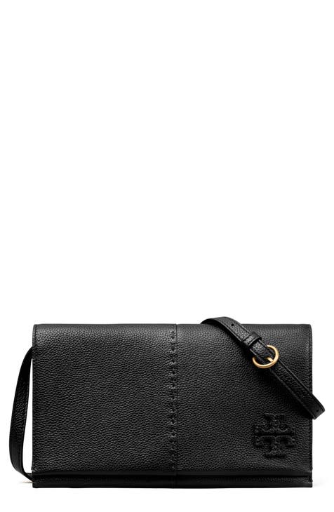 Tory Burch Blake Patent Leather Shearling Small Tote Crossbody In Black