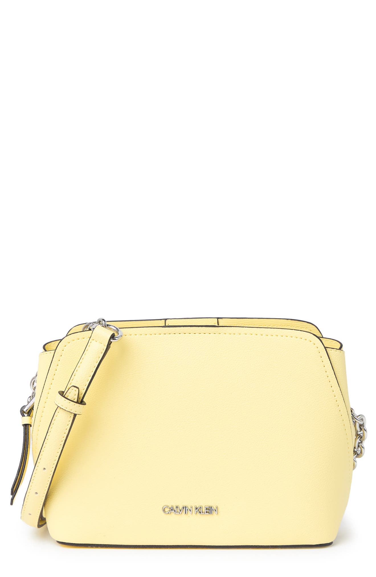 Calvin Klein Hailey Micro Pebble Triple Compartment Crossbody Bag In Lemon