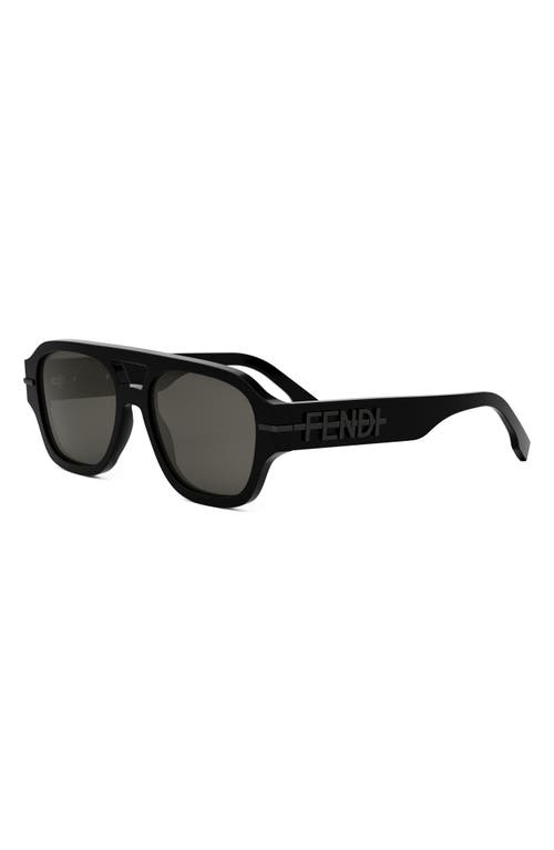 Shop Fendi 'graphy 55mm Geometric Sunglasses In Shiny Black/smoke