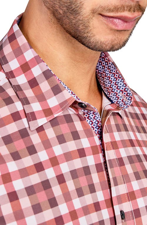 CONSTRUCT CONSTRUCT TRIM FIT PLAID PERFORMANCE BUTTON-UP SHIRT 