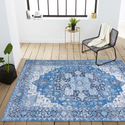 Jonathan Y Maris Medallion Machine Washable Rug In Blue/navy