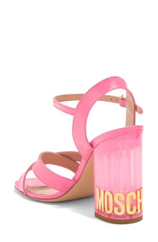 Shop Moschino Patent Faux Leather Sandal In Pink